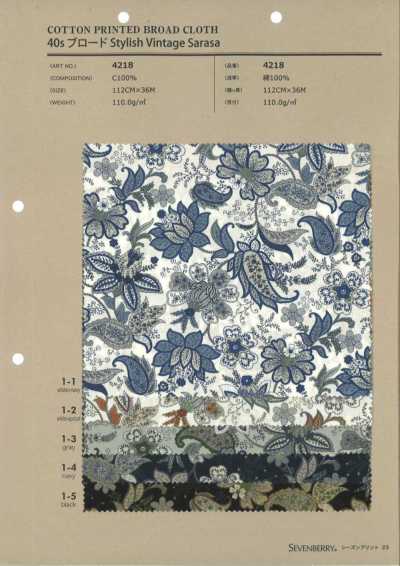4218 SEVENBERRY® Broadcloth elegante vintage Sarasa de 40s