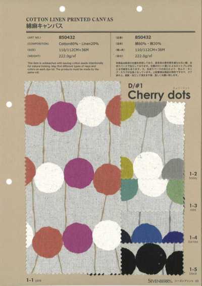 850432 SEVENBERRY® Lona de algodón y lino con lunares cereza