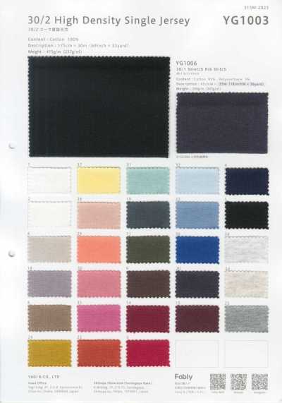 YG1003 Jersey de alta densidad 30/2