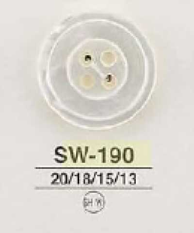 SW190 Botón de nácar blanco de 4 agujeros