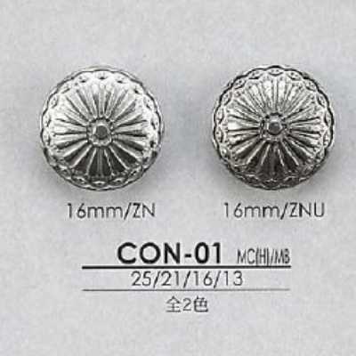 CON01 Botón de aro circular con caña de media argolla fabricado en metal de alta calidad/latón
