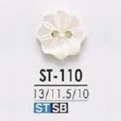 ST110 Botón de concha Takase de 2 agujeros, forma de flor