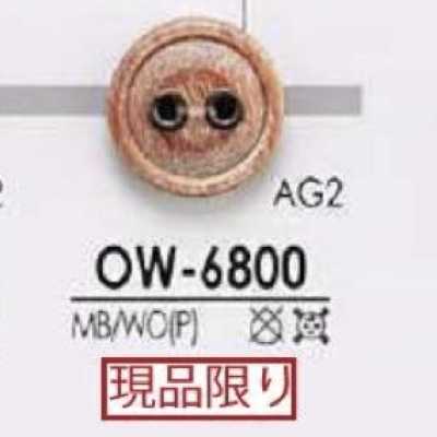 OW6800 Botón de 2 agujeros de latón/madera, contrachapado