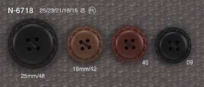 N6718 Botón de 4 agujeros con orificio frontal de resina de nylon