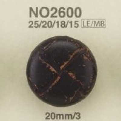 NO2600 Botón de anilla rectangular de cuero/latón con vástago de medio aro