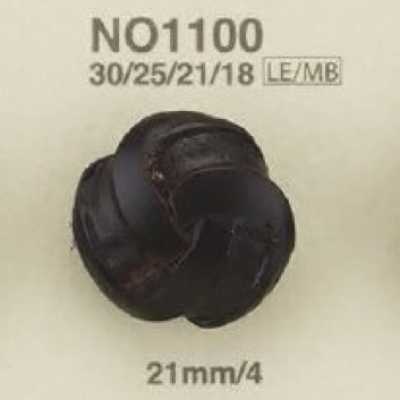 NO1100 Botón de caña con anilla rectangular y media anilla de cuero/latón