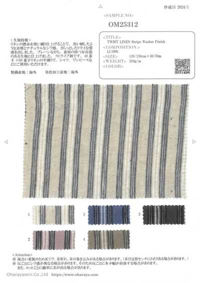 OM25312 TWIST LINEN Acabado lavado a rayas