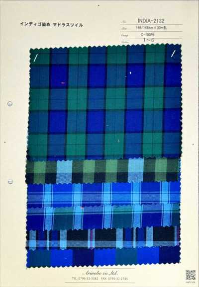 INDIA-2132 Sarga Madras teñida en índigo