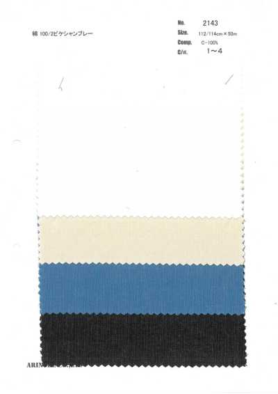 2143 Chambray piqué de algodón 100% de 2 cabos