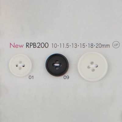 RPB200 Botón de resina PET reciclada hecho en Japón, de 4 agujeros, con borde