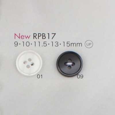 RPB17 Fabricado en Japón, botón de 4 agujeros con borde de resina de PET reciclado