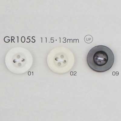 GR105S Botón con aro de 4 orificios, mezcla de resina PET reciclada al 25% certificada GRS