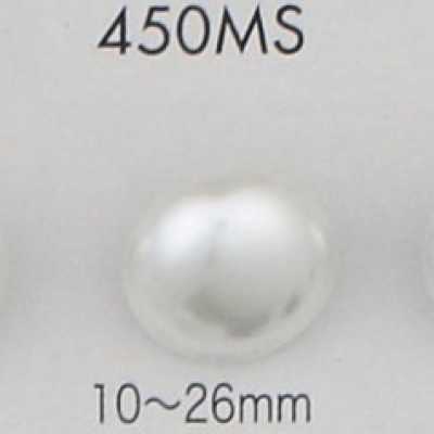 450MS Botón de material de urea nacarado con vástago de medio aro plateado
