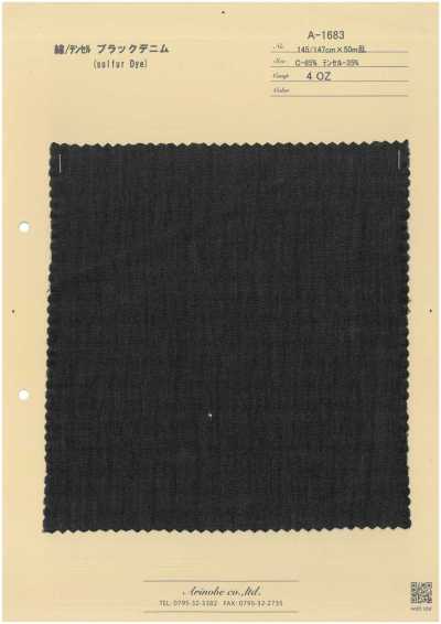 A-1683 Denim negro de algodón/Tencel (teñido con azufre)