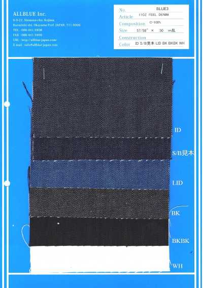 BLUE3 Tejido vaquero natural de 12 oz