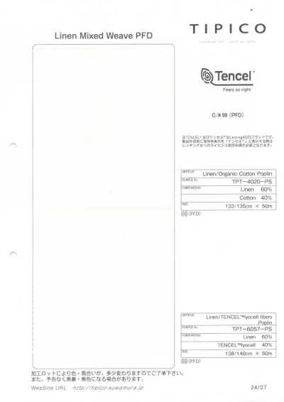 TPT-6057-PS Lino x Tencel Popelina P Blanqueado