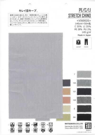 VI60020 Chino elástico de algodón y lino