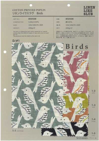 850508 SEVENBERRY® Pájaros slub tipo lino