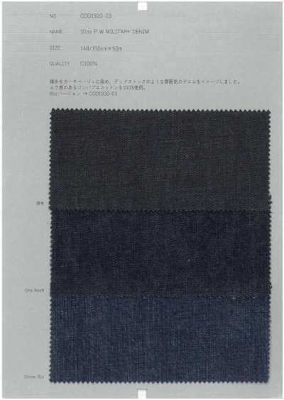 COD1920-03 Denim militar P.W de 10 oz