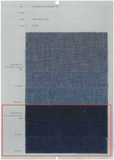 COD2927-03 Chambray índigo completo de 5 oz