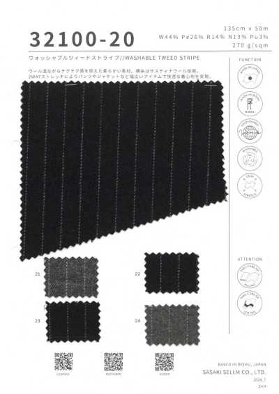 32100-20 Tweed a rayas lavable