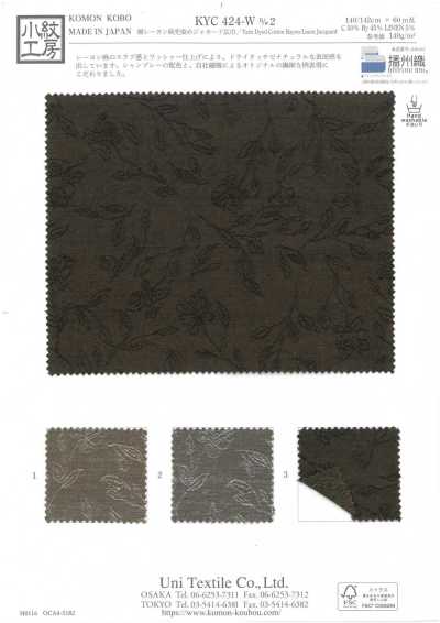 KYC424-W-D2 Jacquard de algodón, rayón y lino teñido en hilo, de gran ancho