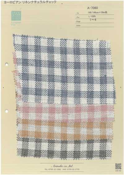 A-7060 Lino europeo natural a cuadros