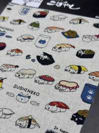 KTS6601 Impresión De Gato De Sushi En Lienzo De Lino[Fabrica Textil] Algodón Kobayashi Subfoto