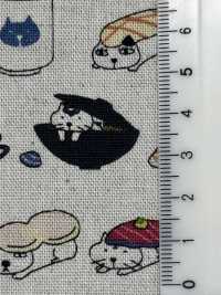 KTS6601 Impresión De Gato De Sushi En Lienzo De Lino[Fabrica Textil] Algodón Kobayashi Subfoto