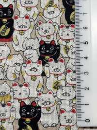 KTS7106 Impresión De Gato De La Suerte En Lienzo De Lino[Fabrica Textil] Algodón Kobayashi Subfoto