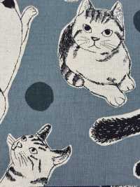 KTS7110 Estampado De Gato Grande En Lienzo De Lino[Fabrica Textil] Algodón Kobayashi Subfoto