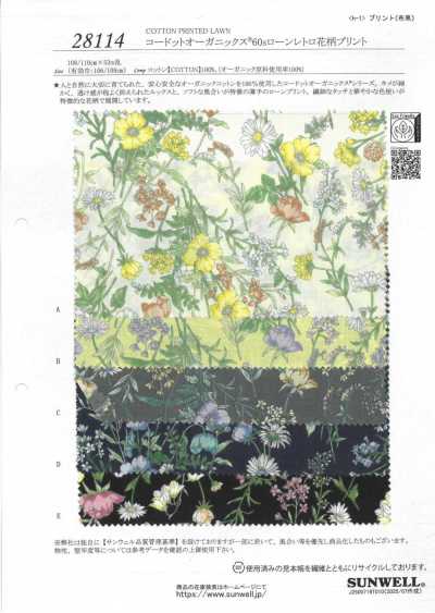 28114 Cordot Organics® Batista 60s con estampado floral retro