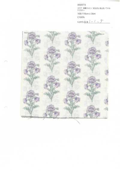 850573 SEVENBERRY® Batista de algodón sin blanquear SOLEIL BLUE / Wildflower