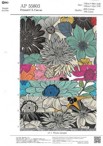 AP55803 Lona floral de algodón/lino (rollo)