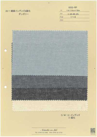 8352-RP Dungaree de algodón-lino 30/1 teñido con índigo y azufre