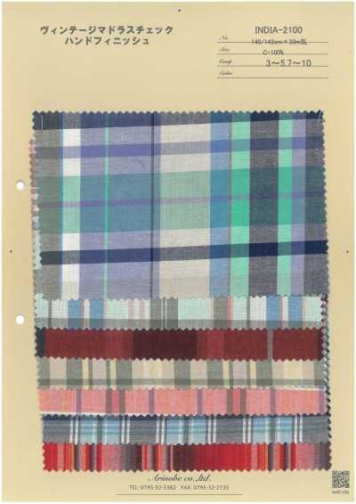 INDIA-2100 Cuadro Madras vintage con acabado a mano
