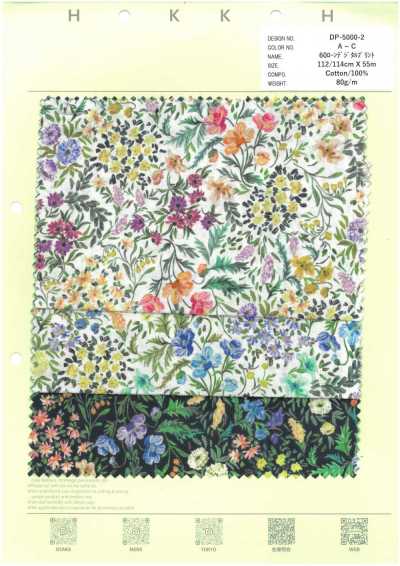 DP-5000-2 Batista estampada digital floral pequeña de 60 hilos