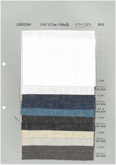 LMM2280 Denim de algodón y lino con orillo, ligero, de color, 5 oz