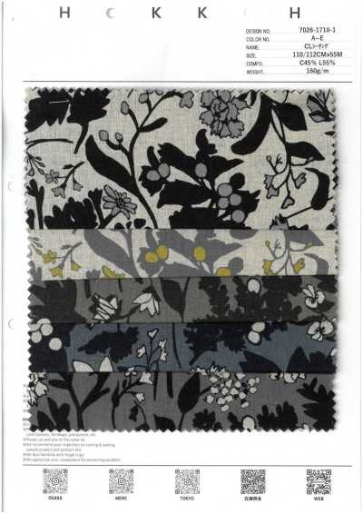 7026-1710-1 CL tela cruda silueta floral