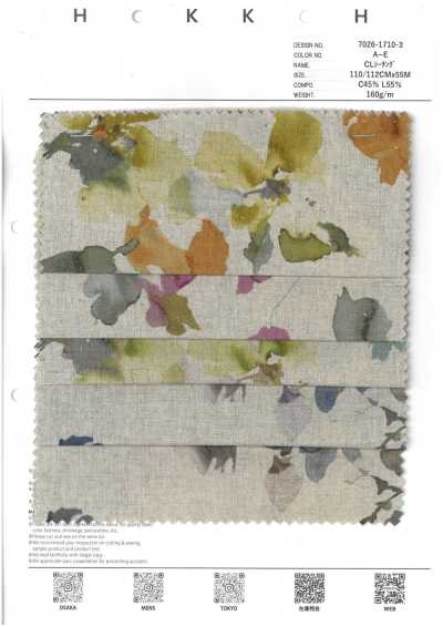 7026-1710-3 CL tela cruda floral acuarela