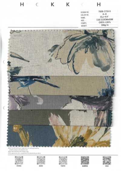 7026-1710-5 CL tela cruda Touch floral grande