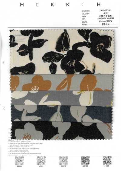 7026-1210-1 30 Viyella Motivo floral dibujado a mano