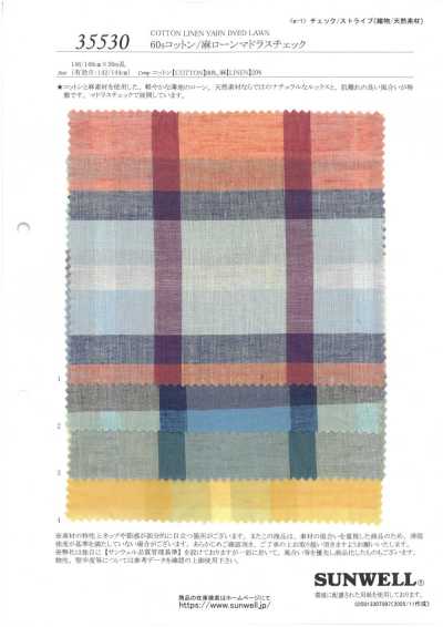 35530 Batista de algodón/lino con cuadros madras 60s