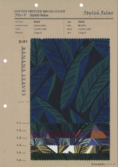 4244 Popelina de estilo relajado BANANA LEAVES