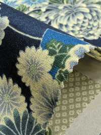 850561 Patrón Japonés De Mar De Nubes Y Crisantemo Abanico En Estilo índigo Teñido De Césped[Fabrica Textil] VANCET Subfoto