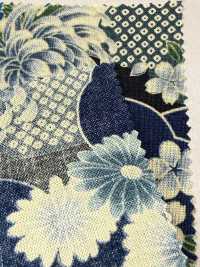 850561 Patrón Japonés De Mar De Nubes Y Crisantemo Abanico En Estilo índigo Teñido De Césped[Fabrica Textil] VANCET Subfoto