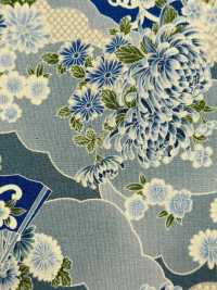 850561 Patrón Japonés De Mar De Nubes Y Crisantemo Abanico En Estilo índigo Teñido De Césped[Fabrica Textil] VANCET Subfoto