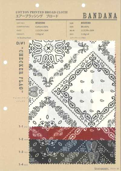 850590 Popelina con aerografiado BANDANA CHECKER FLAG