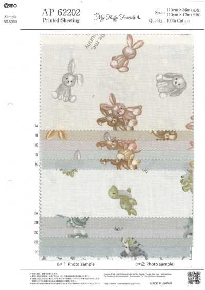 AP62202 My Fluffy Friends tela cruda de animales (rollo)