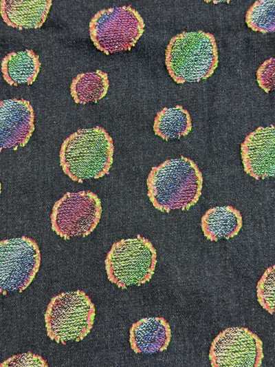 FY1589-IDC20CUT Denim jacquard de lunares de colores cortados